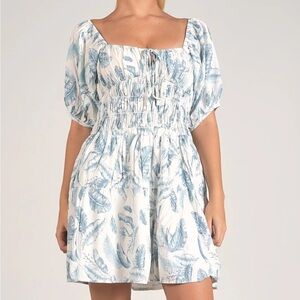 Elan blue Lima bubble sleeve dress